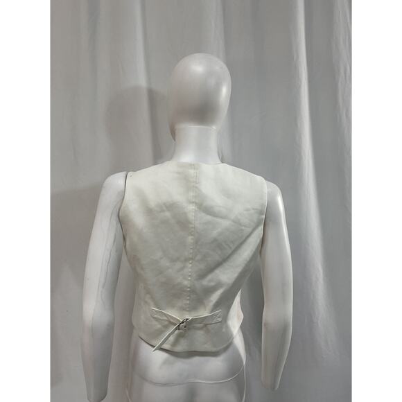 Veronica Beard 'Bennett' White Twill-Linen Vest Size 4 - NWT - Picture 3 of 5